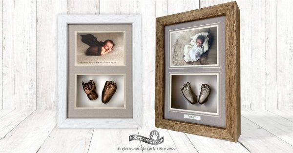 Framed Babyprints keepsake shown on the Northamptonshire profile
